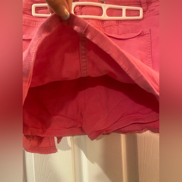 Stretchy Pink Denim Mini Skort - Picture 3 of 4